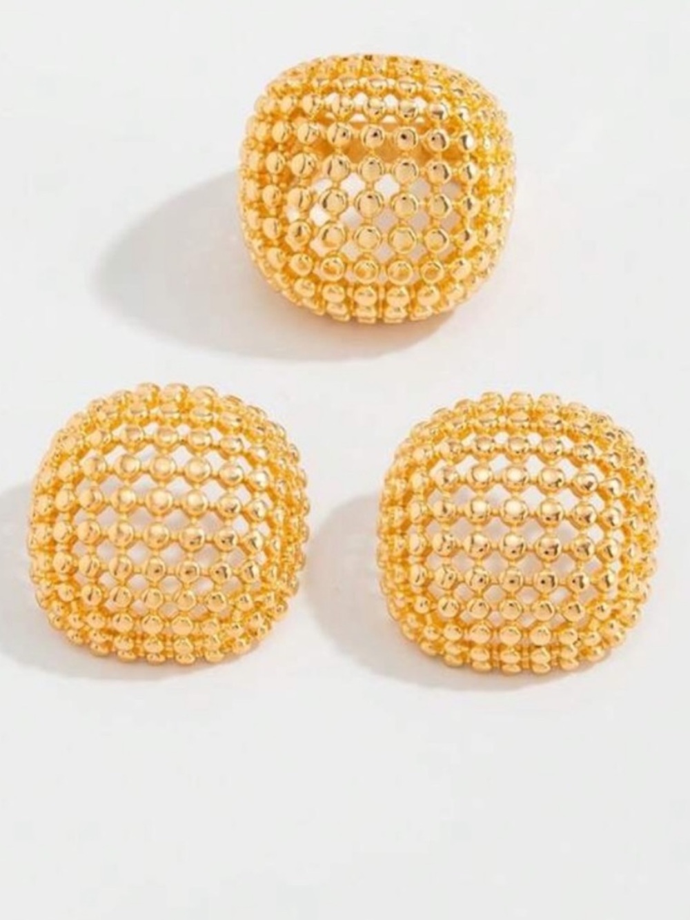 Gold Textured Dome Ring & Earrings Set - Picture 5 of 5